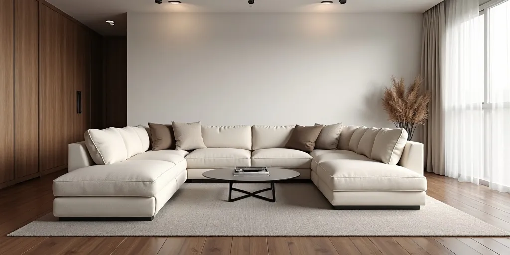 How can neutral furniture colors complement dark wood floors?
