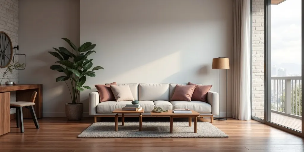 What furniture colors create a modern look with dark wood floors?