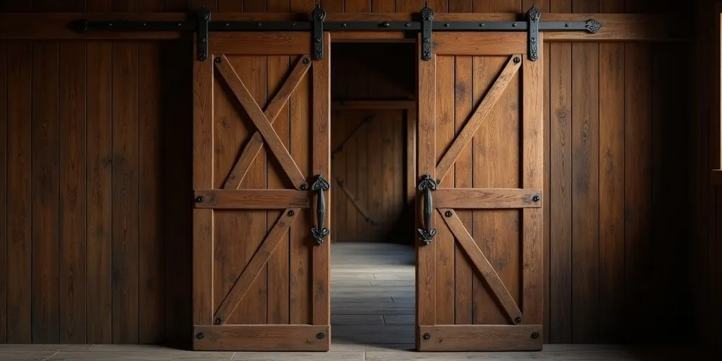 What finishing touches can be added to swinging barn doors?