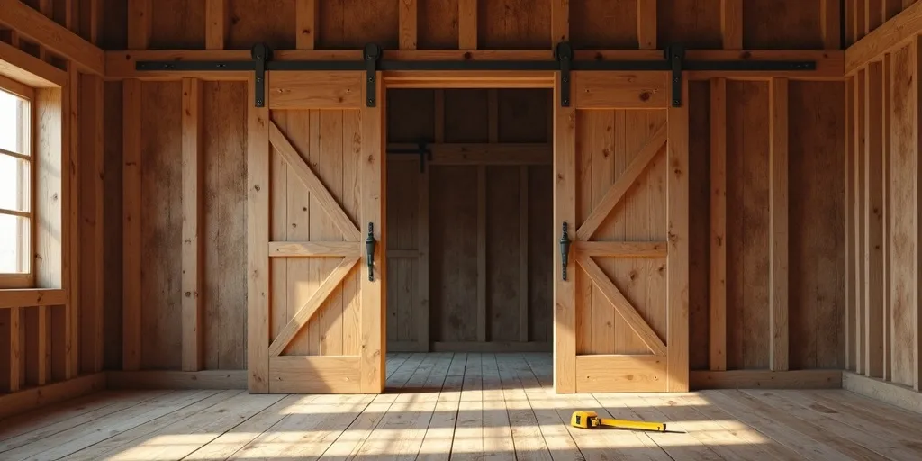 What measurements are needed for double swinging barn doors?