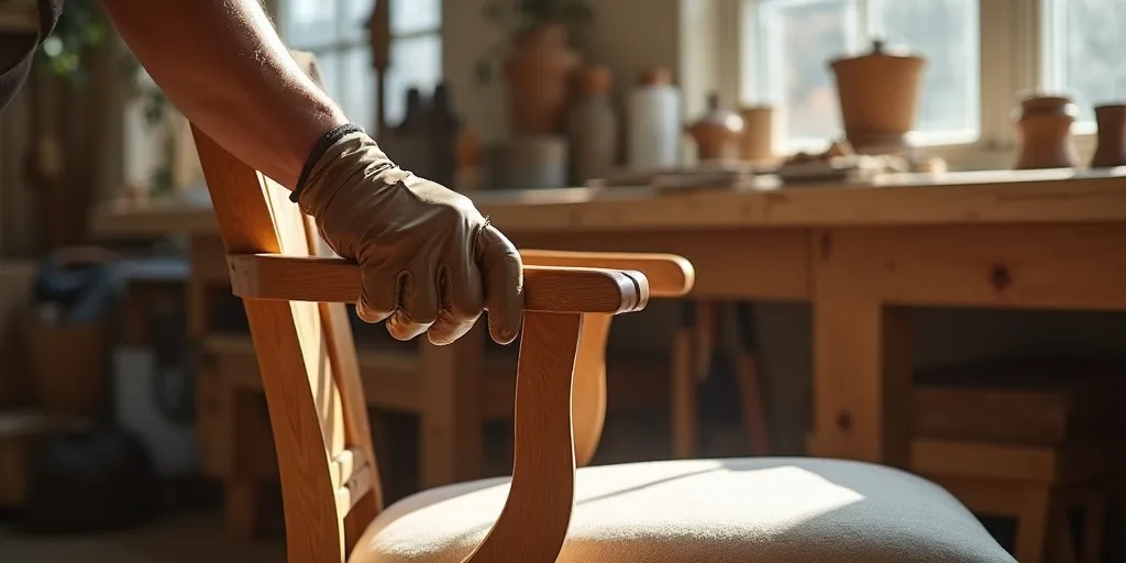 What is the final step after attaching the fabric to the chair?