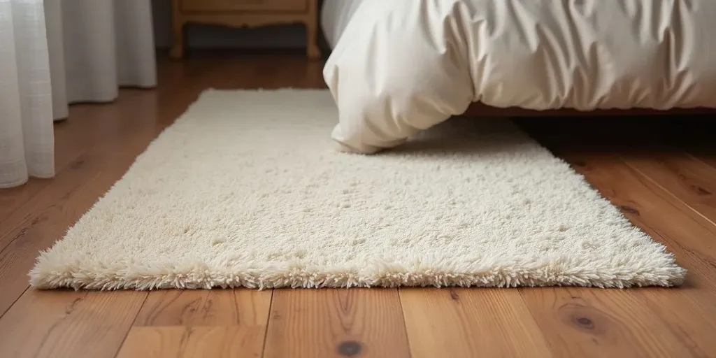 What is the purpose of using non-slip rug pads under a bed on wood floor?