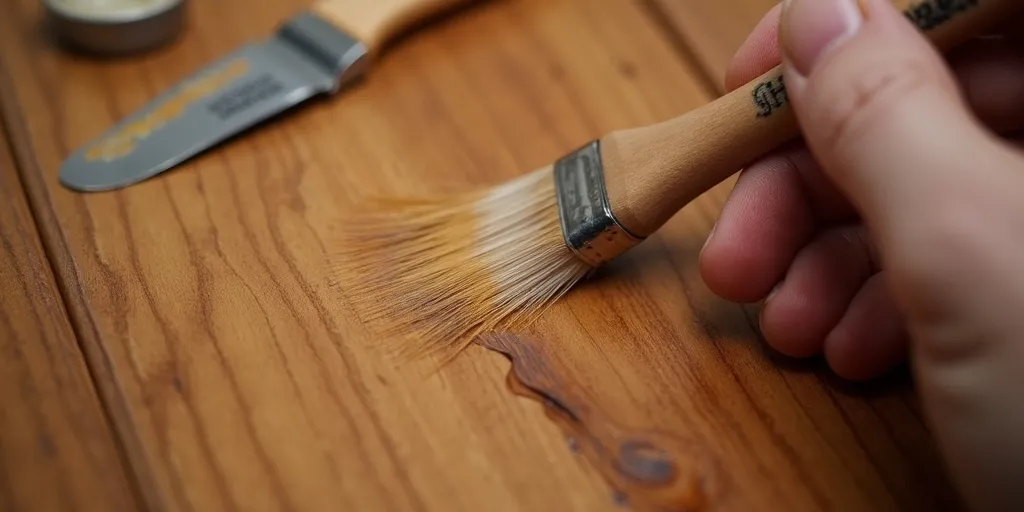 How do you touch up scratches and dents on wood kitchen cabinets?