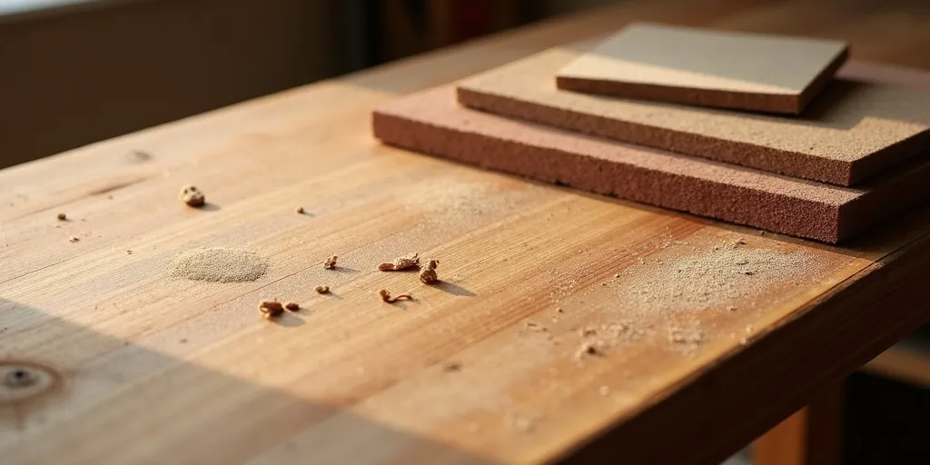 What type of sandpaper should be used to smooth out the table surface?