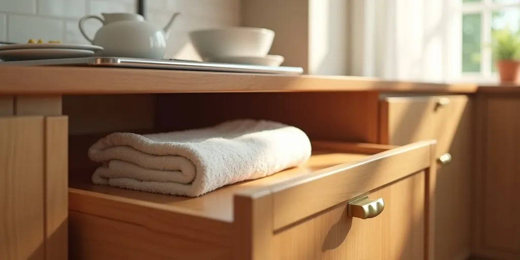 What should you do after rinsing the cabinets to prevent water damage?