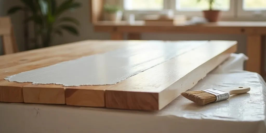 What is the purpose of applying primer before painting a wooden coffee table?