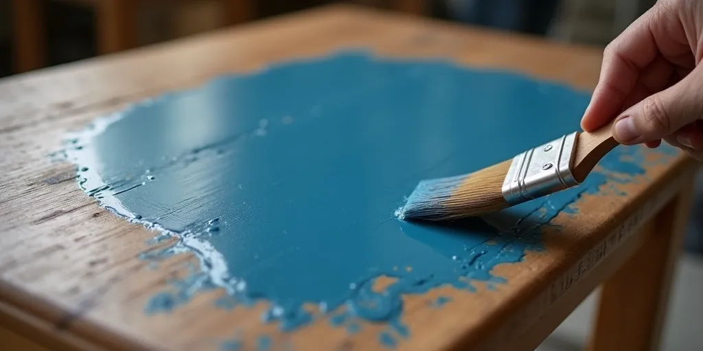 How should you apply paint to a wooden coffee table for the best results?