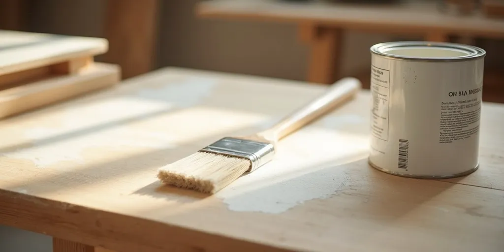 What is the process for applying primer and paint to a wooden table?