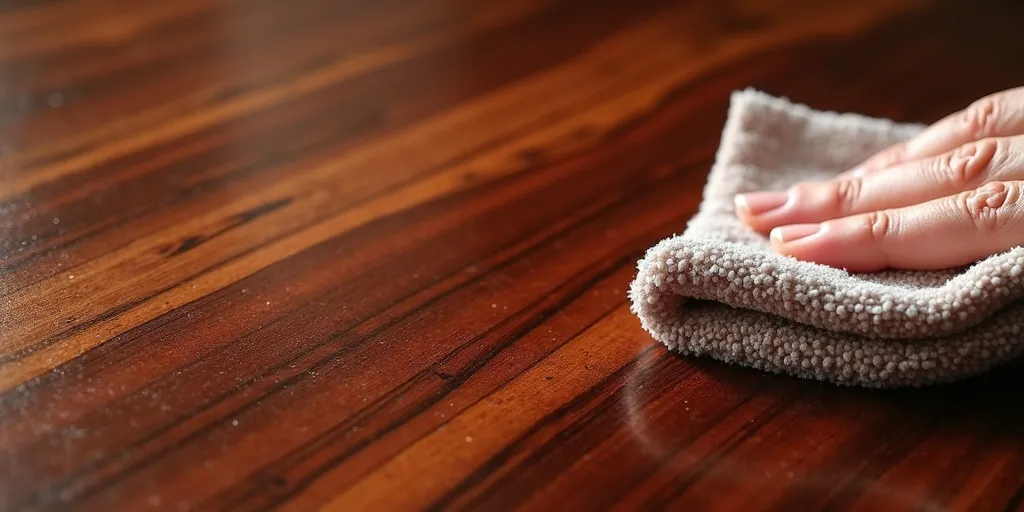 How should you apply the furniture polish to rosewood?