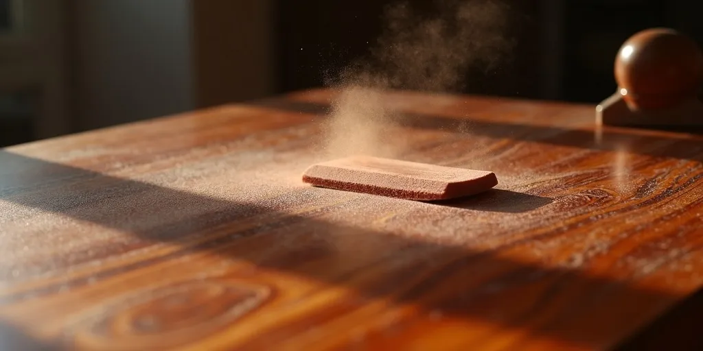 How should the surface of rosewood furniture be sanded for refinishing?