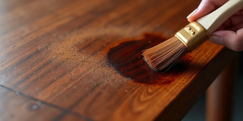 What steps are involved in applying wood stain to rosewood furniture?