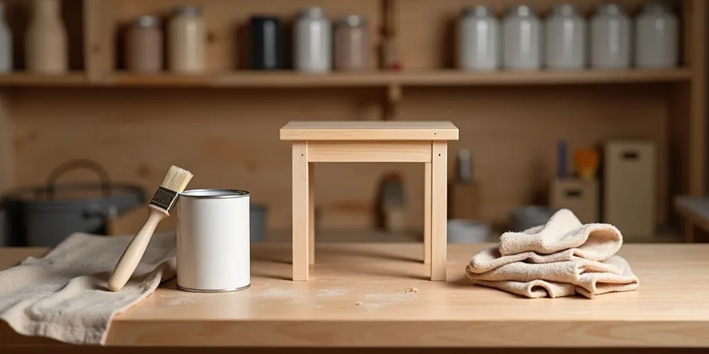 How do you prepare a small wooden table for painting?