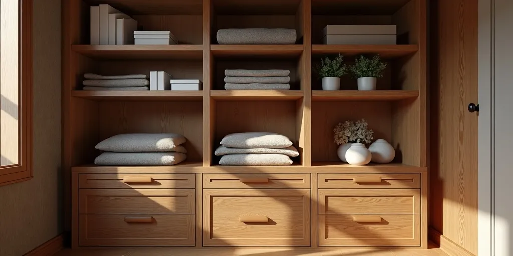 Why are oak, maple, and cherry recommended for closet shelves?