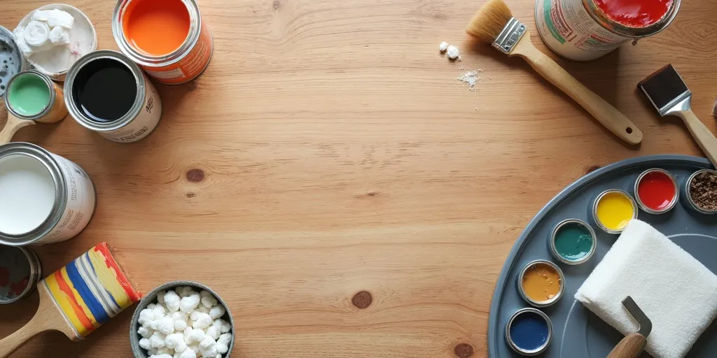 What materials are needed to paint a wooden spool table?