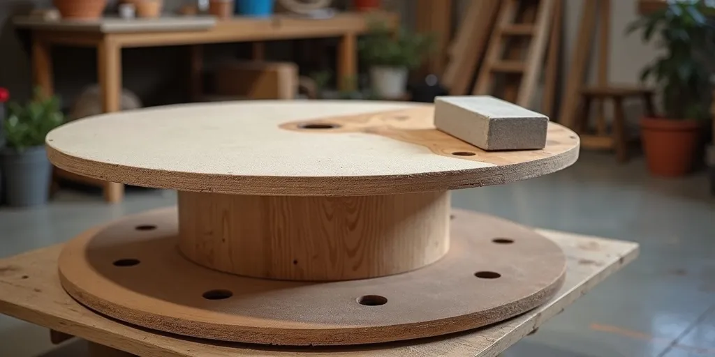 What steps are involved in painting a wooden spool table?