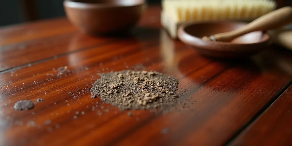 How should one handle stubborn dirt on antique rosewood furniture?