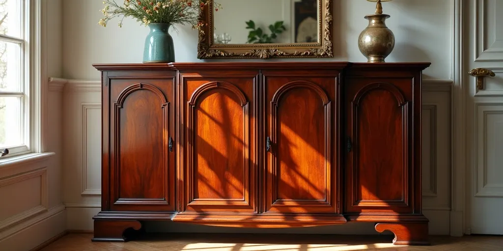 How can the shine and luster of antique rosewood furniture be restored?