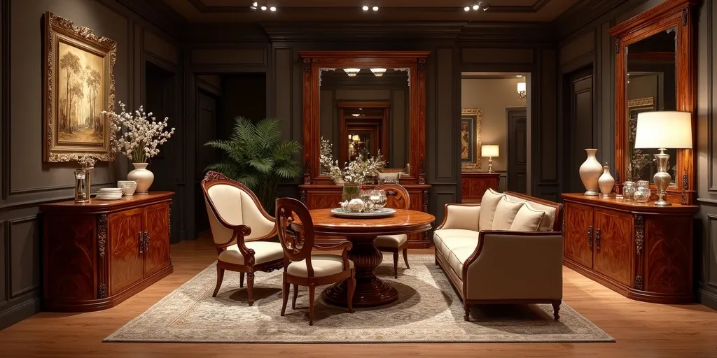 What upscale stores specialize in rosewood furniture?