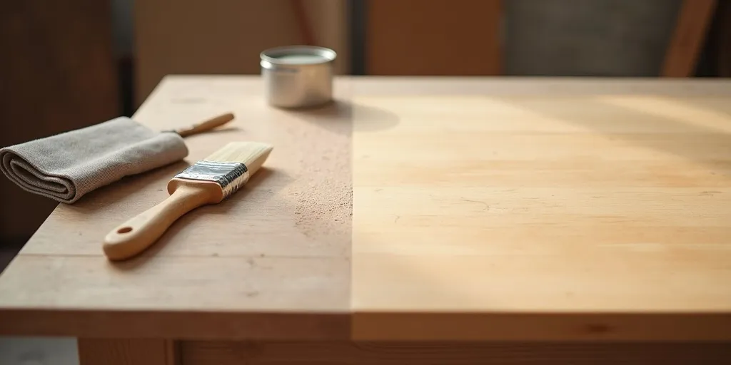 How can you ensure that the paint adheres properly to the table surface?