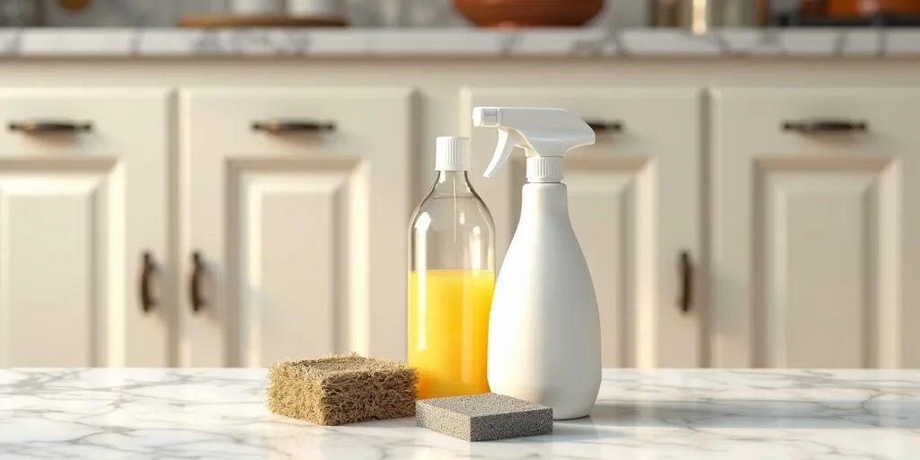 What should you avoid using when cleaning painted wood kitchen cabinets?