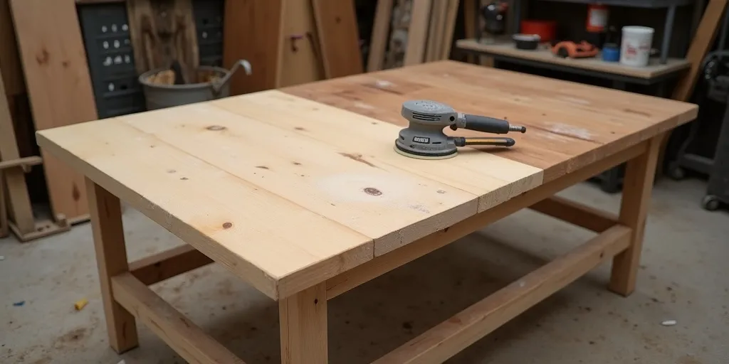 How do you prepare a wooden table for painting?