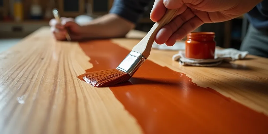 How should paint be applied to a wooden table for best results?