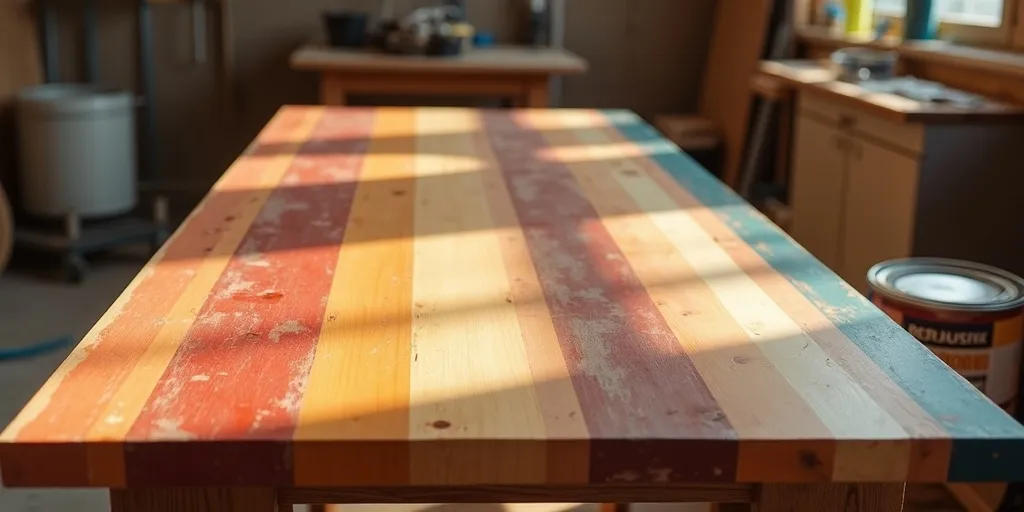 When should a clear coat or sealant be applied after painting a wooden table?