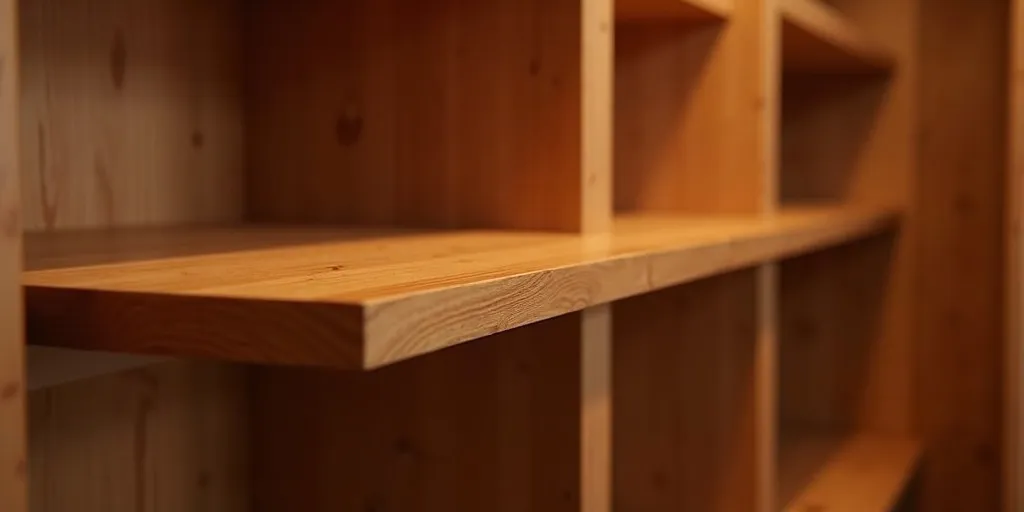 Where should shelf brackets be placed when installing wood closet shelves?