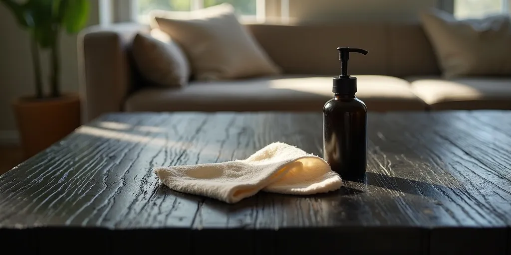 How can you protect the black finish on a wooden table?