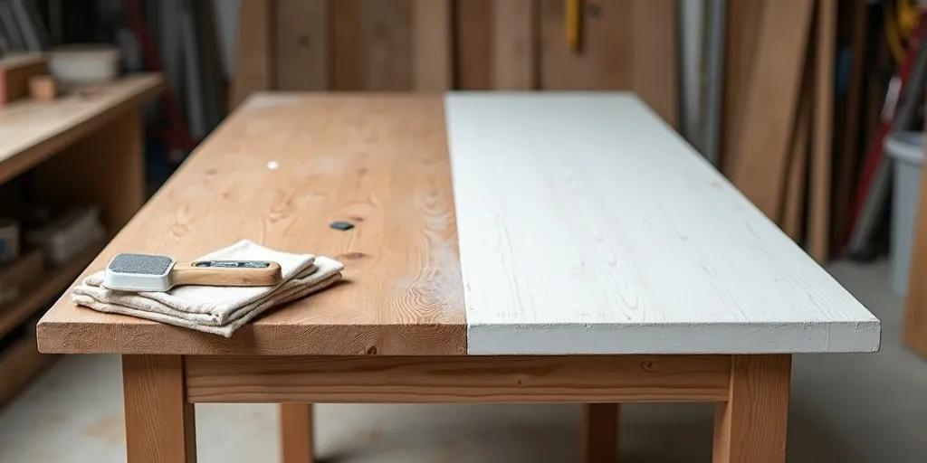 How do you prepare a wooden table for white paint?